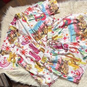 Colorful Western Print Silky Lounge Set